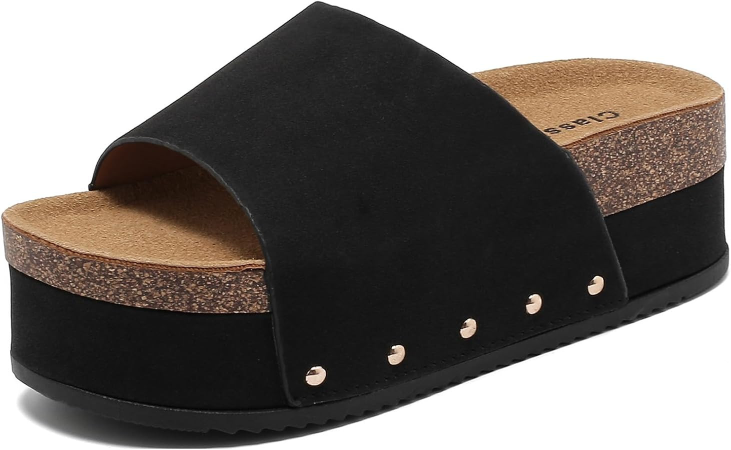 Suede Platform Sandals Women, Cork Footbed Espadrille Wedge Lady, Open Toe Chunky Mules, Summer B... | Amazon (US)