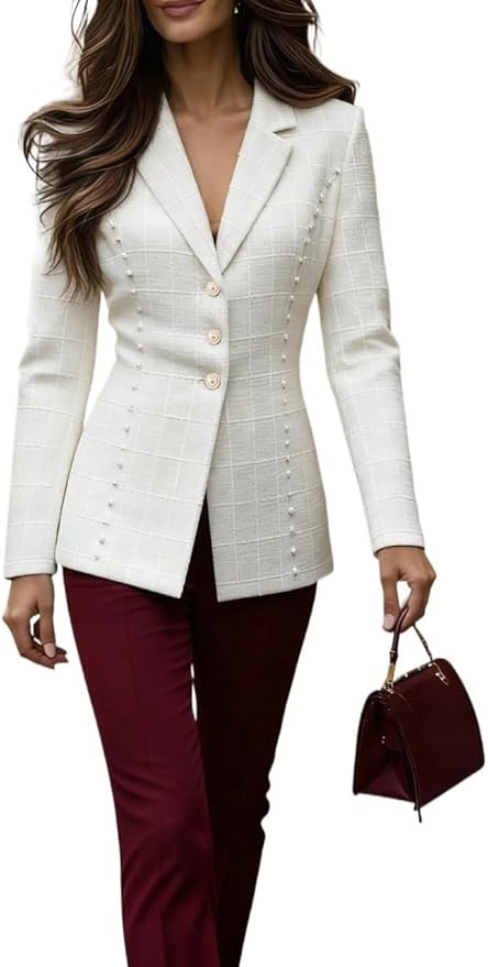 Autumn Winter Waist Office Casual Blazer Women's Open Front Casual Elegantl Suit Blazer | Amazon (US)