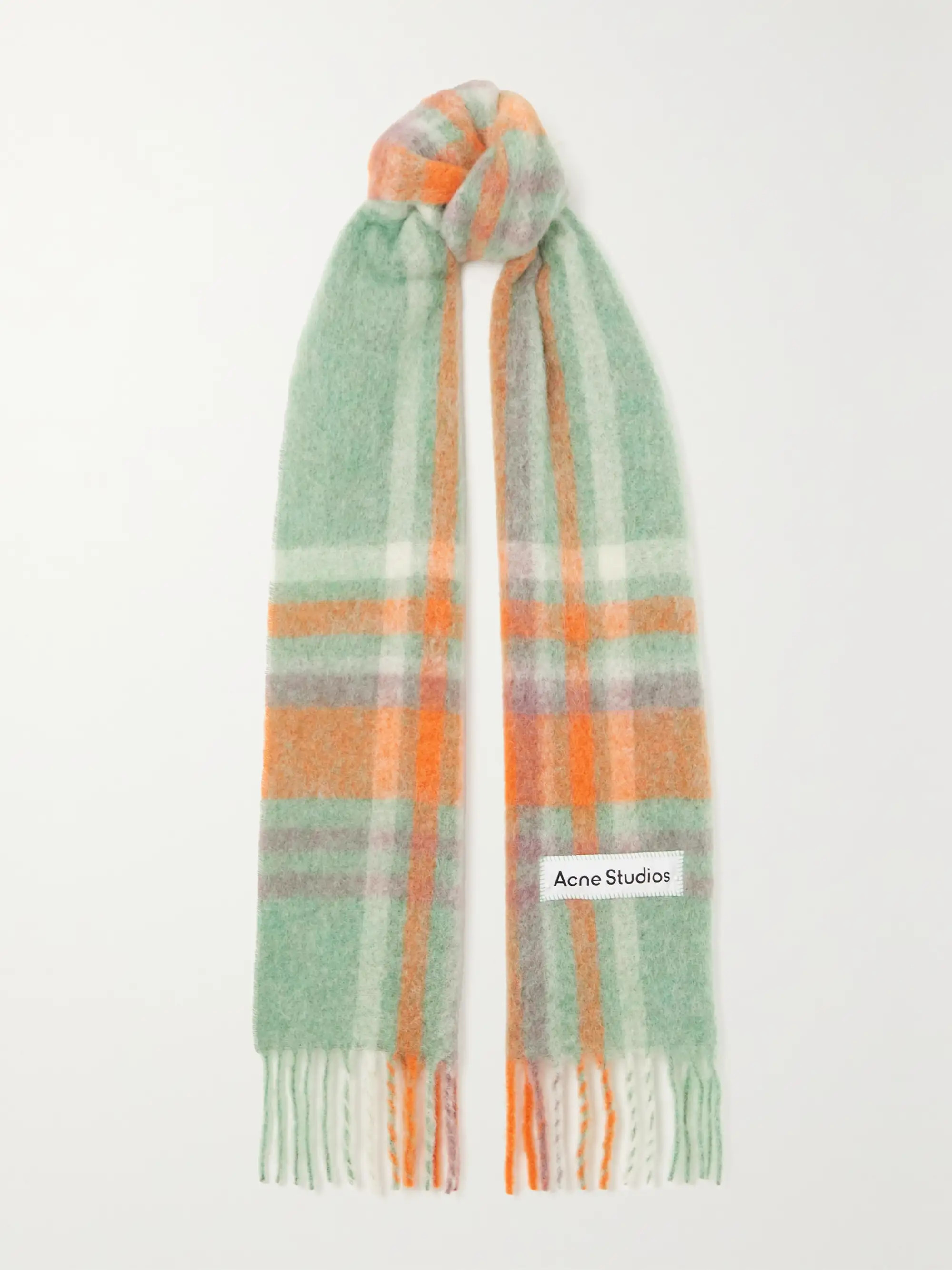 Appliquéd fringed checked knitted scarf | NET-A-PORTER APAC