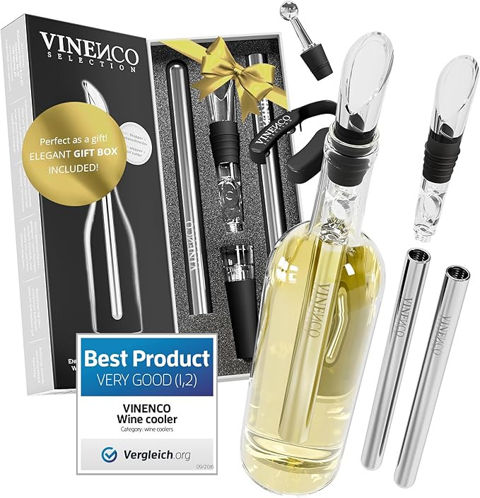 Wine Chiller Set & Chill Rods + Foil Cutter, Stopper, Ebook - Premium 7in1 Stainless Steel Bottle... | Amazon (US)