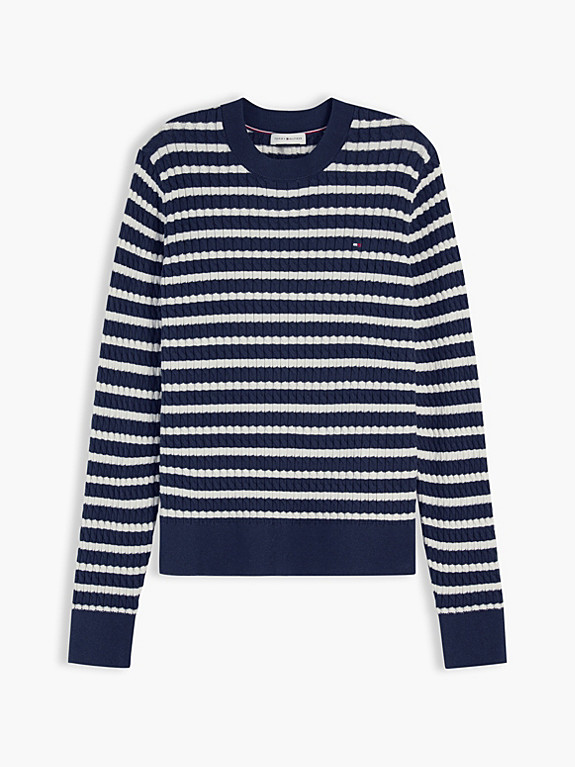 Fine Cable Knit Crew Neck Jumper | Multi | Tommy Hilfiger | Tommy Hilfiger UK