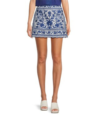 Laken Floral Embroidered Mini Pencil Skirt | Dillard's