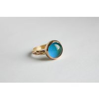 Mood Ring, 14/20 Kt Gold Filled Smooth Bezel Glass Round Ring | Etsy (US)