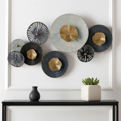 Metal Lily Pad Wall Art for Home Decor - Home Decor Accent for Bedroom, Living Room, and Bathroom Display - 20", Gray & Black | Target