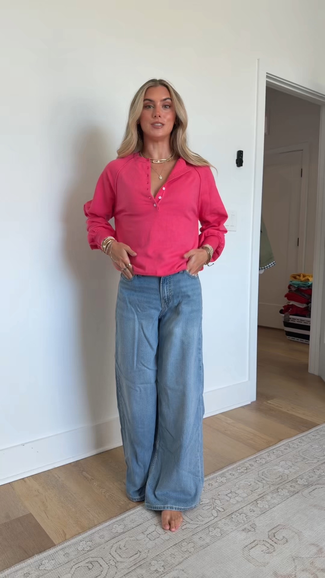 Amazon size small Womens Henley Knit Tops Y2k Going Out Sweaters Streetwear Cute Long Sleeve Button Front Pullover Knitwear. My favorite horseshoe jeans from Gap size 24/00