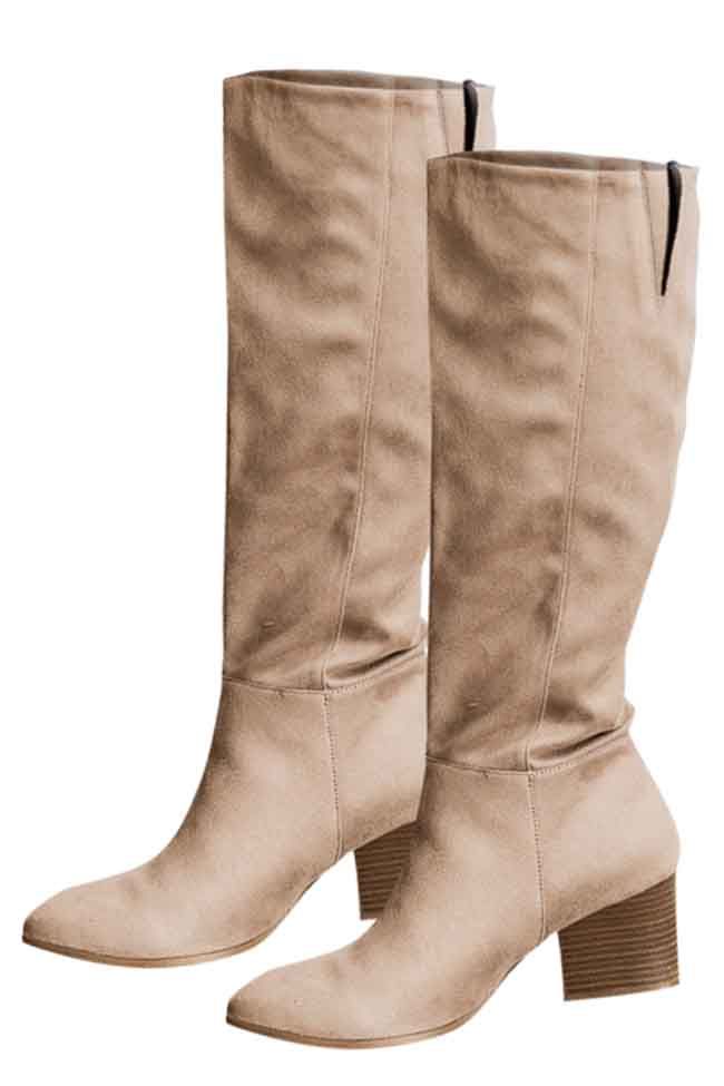 Marlee Taupe Pointed Toe Suede Boots | Pink Lily