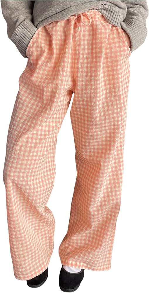 Women Striped Lounge Pants Wide Leg Drawstring Pajama Pants Comfy Casual Loose Fit Going Out Pant... | Amazon (US)