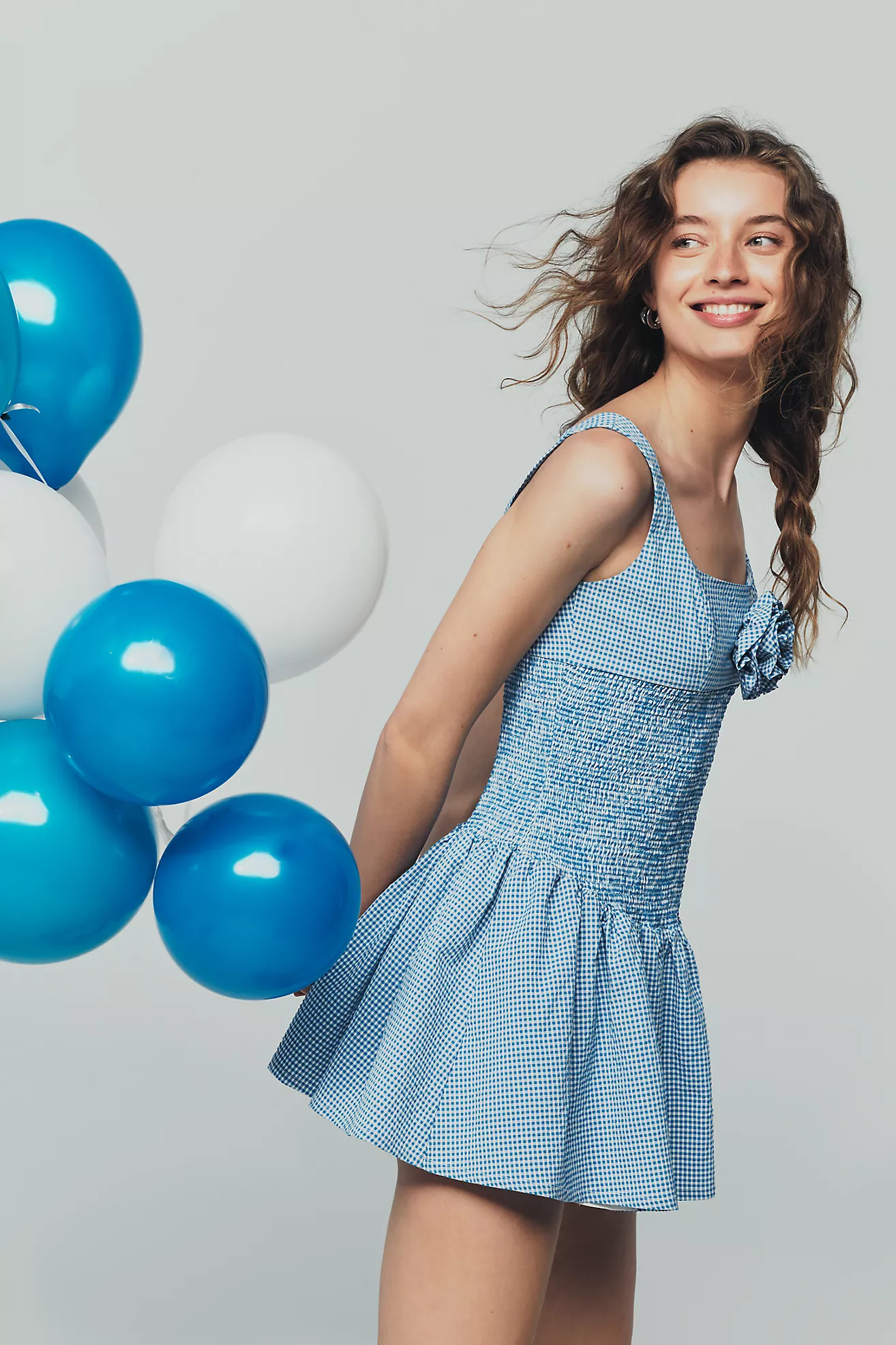 Maeve Smocked Rosette Drop-Waist Mini Dress | Anthropologie (US)