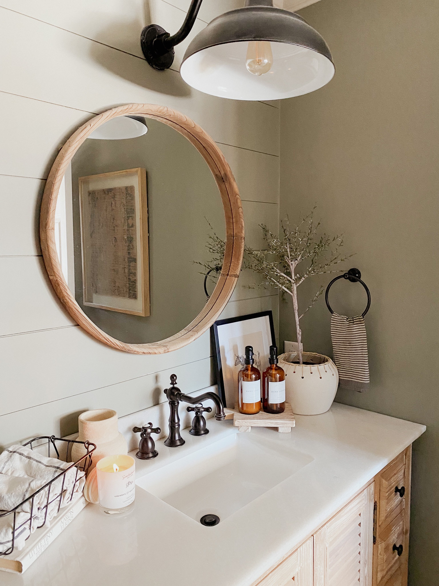 Powder room decor, bathroom inspo, bathroom decor, faux plant, round mirror

#LTKstyletip #LTKhome #LTKSeasonal