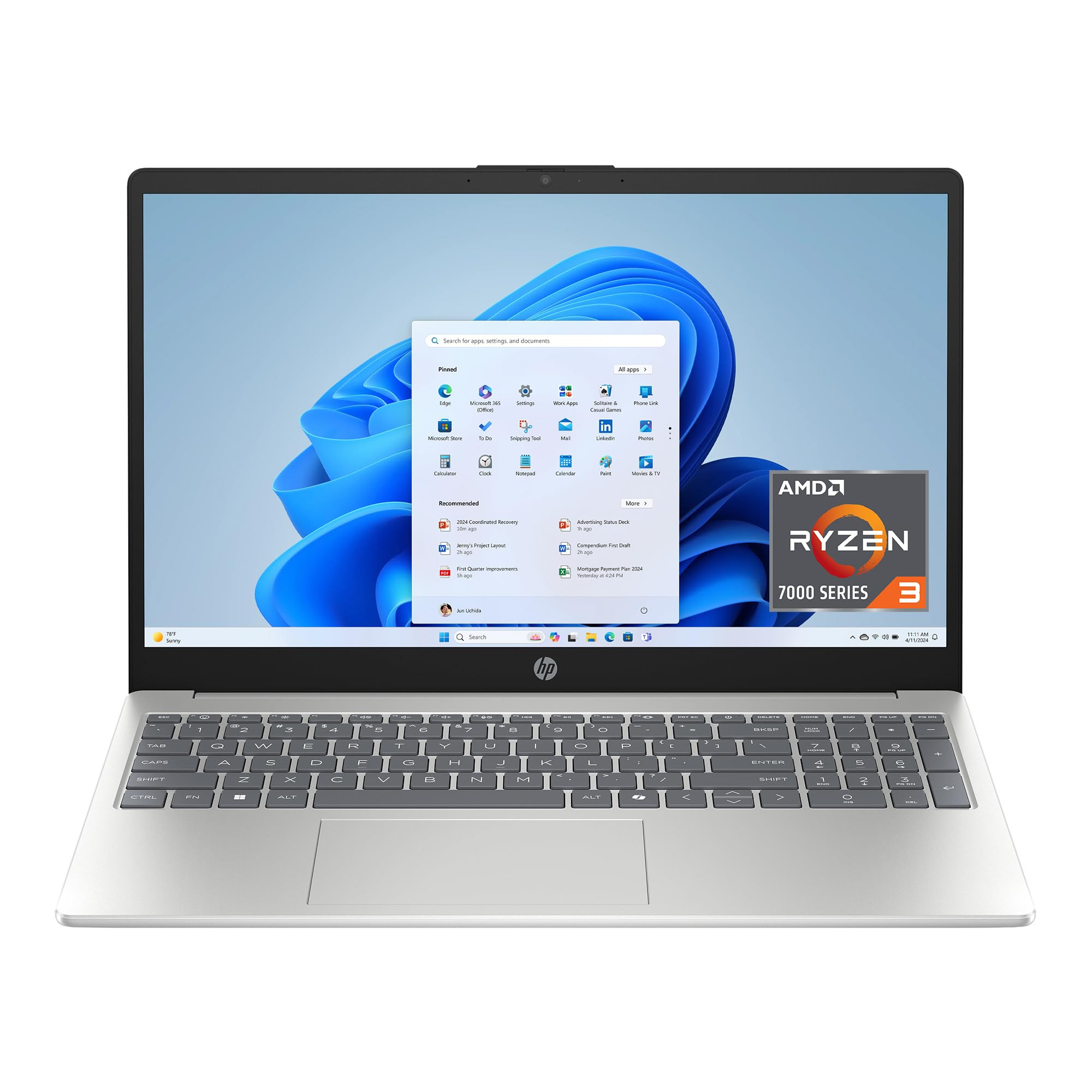 HP 15.6 inch Laptop, HD Touchscreen Display, AMD Ryzen 3 7320U, 8 GB RAM, 128 GB SSD, AMD Radeon ... | Amazon (US)