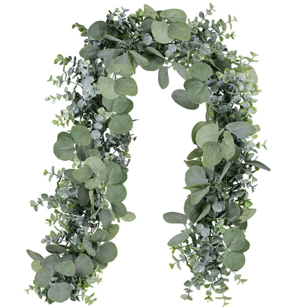 Winlyn 5.9' Long Faux Silver Dollar Eucalyptus Leaves Greenery Artificial Garland in Grey Green f... | Amazon (US)