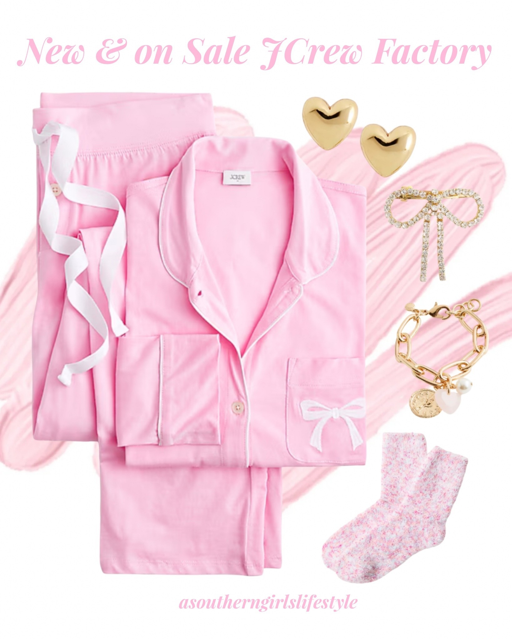 New & on Sale JCrew Factory - just in time for Christmas Gifts!

Pink Embroidered Bow Pajamas, Gold Heart Stud Earrings, Crystal Pave Bow Barrette, Heart Charm Bracelet & Fuzzy Socks

Gifts for Her. Winter Style. Stocking Stuffers 

#LTKSeasonal #LTKSaleAlert #LTKGiftGuide