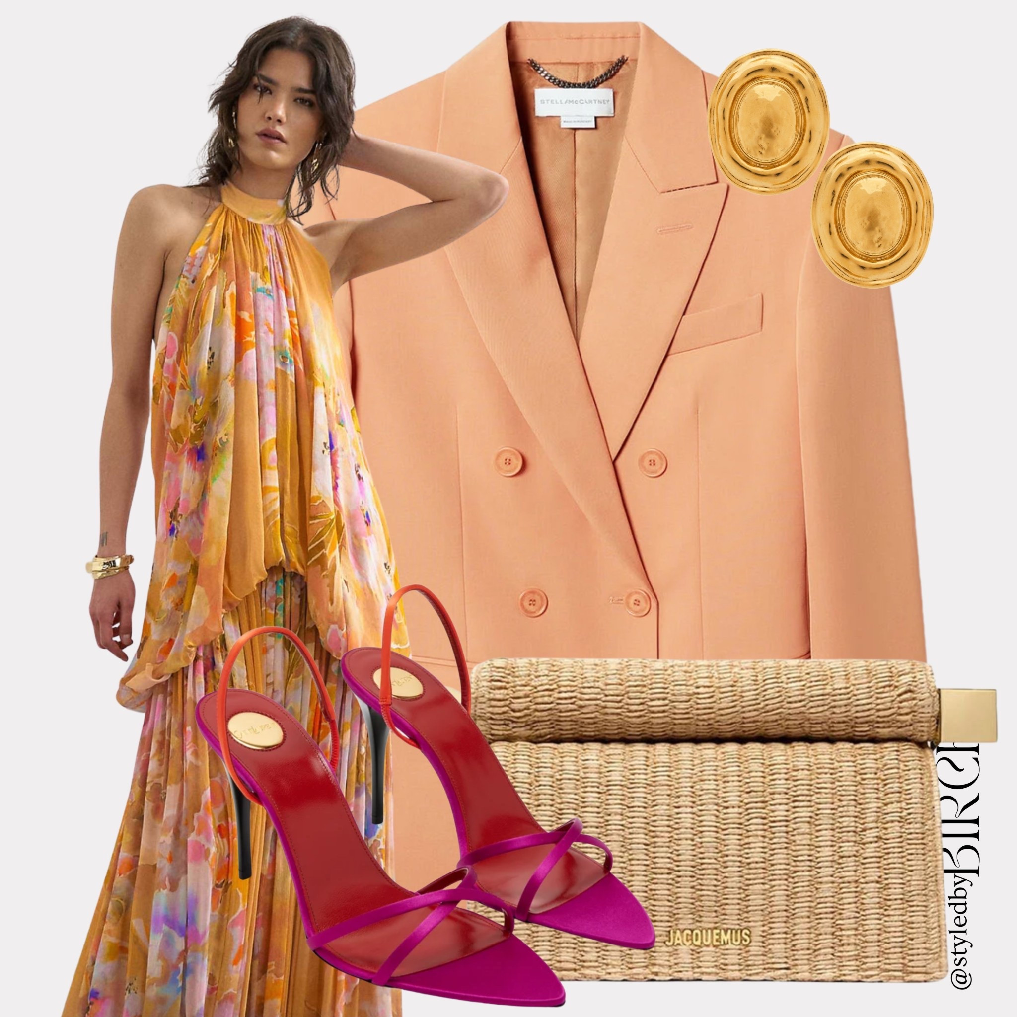 Summer evening dressing at its most gorgeous 🧡 This colour is just stunning. The flowing dress… Obsessed

#ootd #summerstyle #outfitinspo #chicstyle #eveningwear

Tags 🏷️
Orange floral chiffon halter neck maxi dress, peach double breasted blazer, red and fuchsia satin slingback heels, raffia clutch bag, gold oval disc earrings

#LTKsummer #LTKwedding #LTKeurope