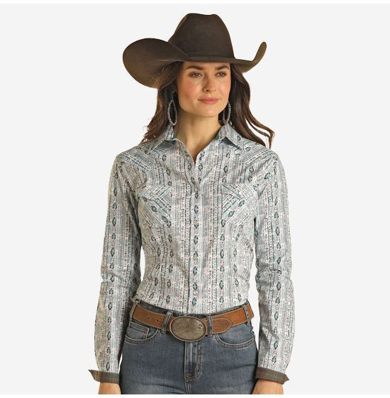 Panhandle Rough Stock Teal Treasures Top | Rod's Western Palace/ Country Grace