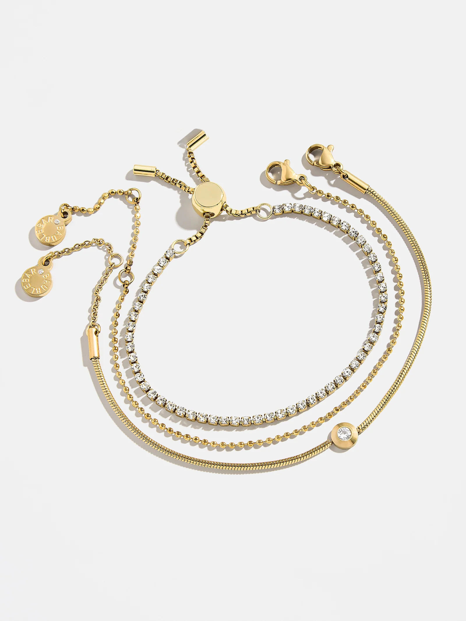 Catherine Waterproof Bracelet Set - Gold/Pavé | BaubleBar (US)