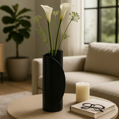Contemporary Ceramic Vase for Living Room Decor - Decorative Vase for Home, Room and Bedroom Decor - Office and Table Centerpiece - 16", Black | Target