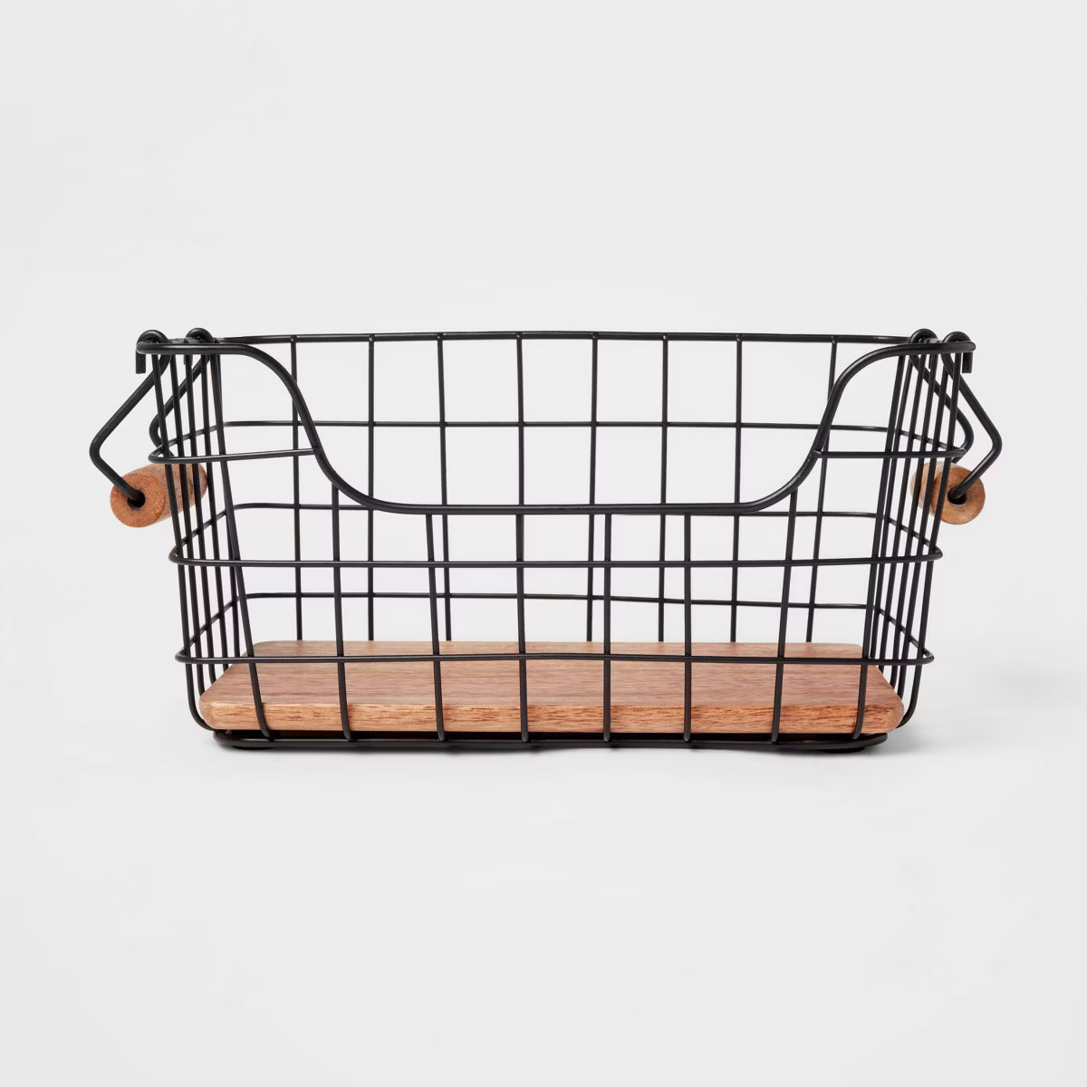 Iron and Mangowood Wire Fruit Basket with Handles Black - Threshold™ | Target