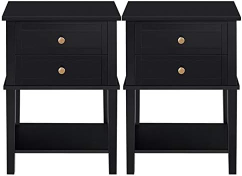 YAHEETECH Tall End Tables with 2 Drawers and Open Shelf Wood Cabinet Sofa Side Storage for Living... | Amazon (US)