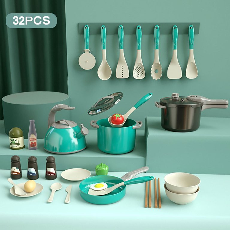 Kids Kitchen Pretend Play Toys,Play Cooking Set, Cookware Pots and Pans Playset Cutting Play Food... | Walmart (US)