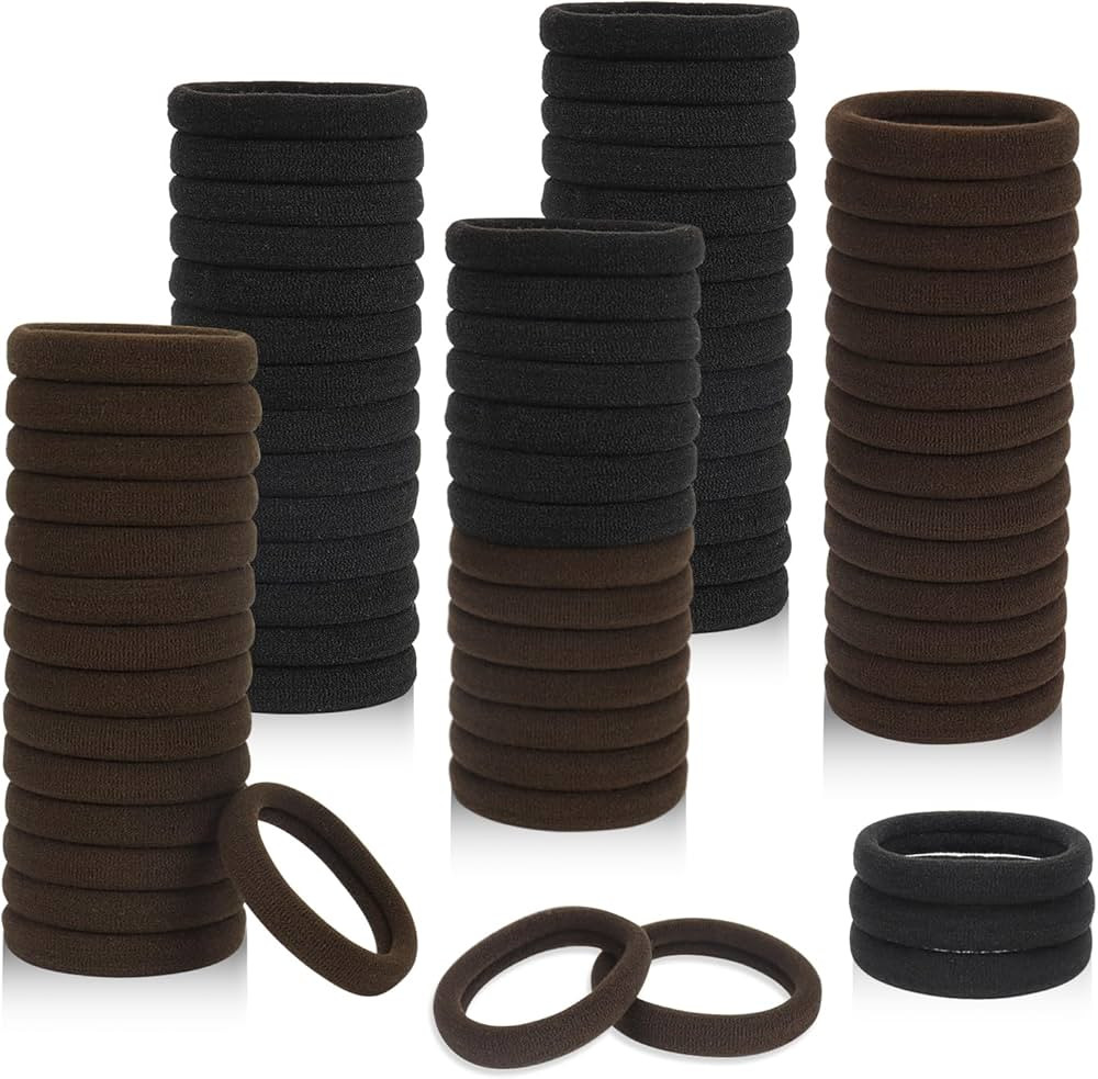 110pcs Ouchless Hair Ties, Black and Brown Elastic Hair Bands for Women, Children, Soft Elastic H... | Amazon (US)