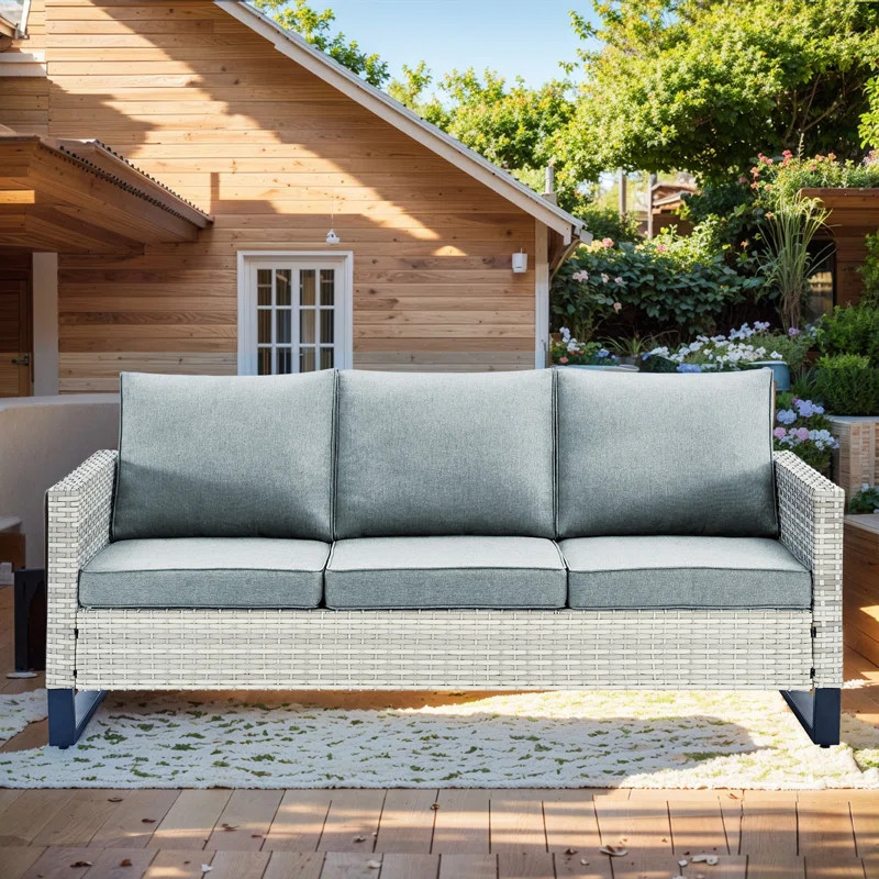 Naresa 3-Seat Patio Outdoor Sofa, All-Weather PE Wicker | Wayfair North America