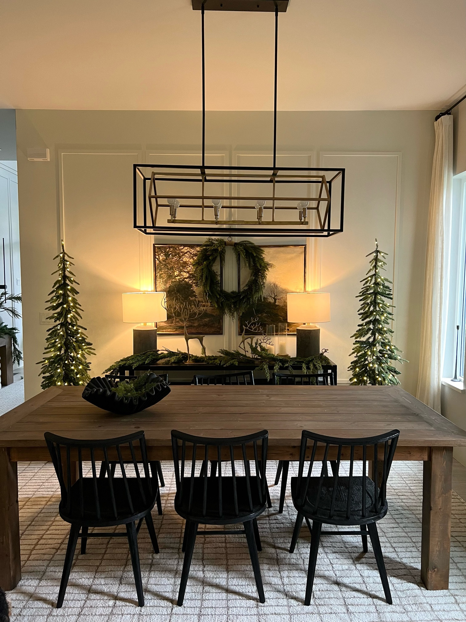 Dining room views. Holiday decor getting under way! Love the 6’ Alpine trees, so cute here! 
Christmas home, cozy holiday home decor 

#LTKSeasonal #LTKHoliday #LTKHome