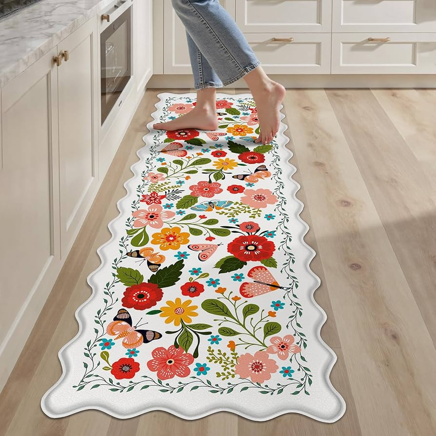 Scalloped Kitchen Mats for Floor Cushioned Anti Fatigue Kitchen Mats Rugs Waterproof Non Slip Far... | Amazon (US)