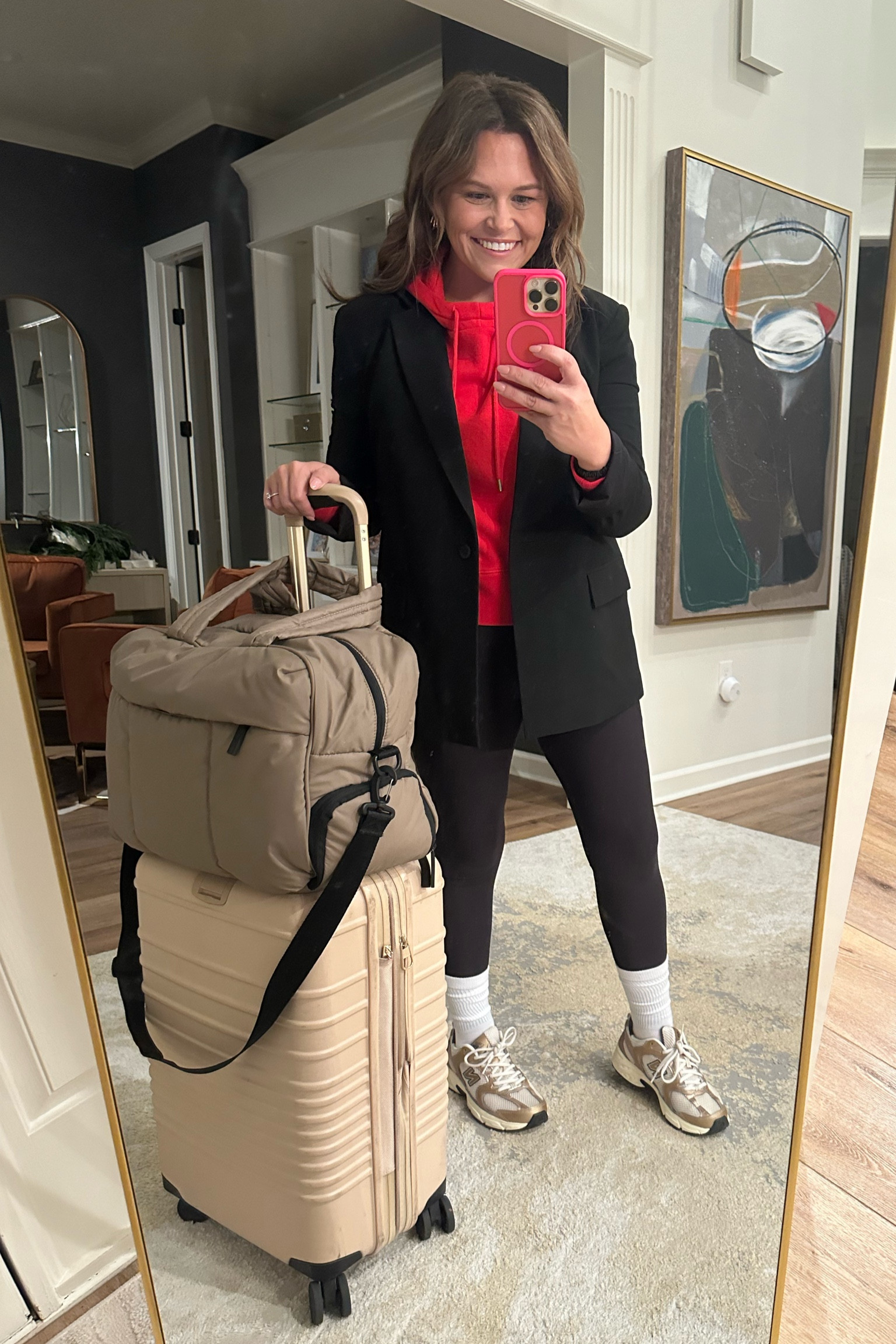 Love a hoodie paired with a blazer! Makes an effortless travel look but still comfy! 

Linking everything up  