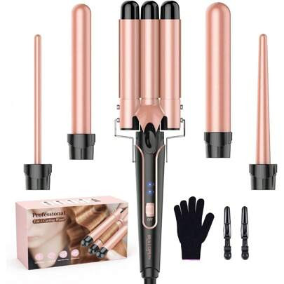 Waver Curling Iron Curling Wand - BESTOPE PRO 5 In 1 Curling Wand Set With 3 Barrel Hair Crimper For Women, Fast Heating Crimper Wand Curler In All Ha | SHEIN