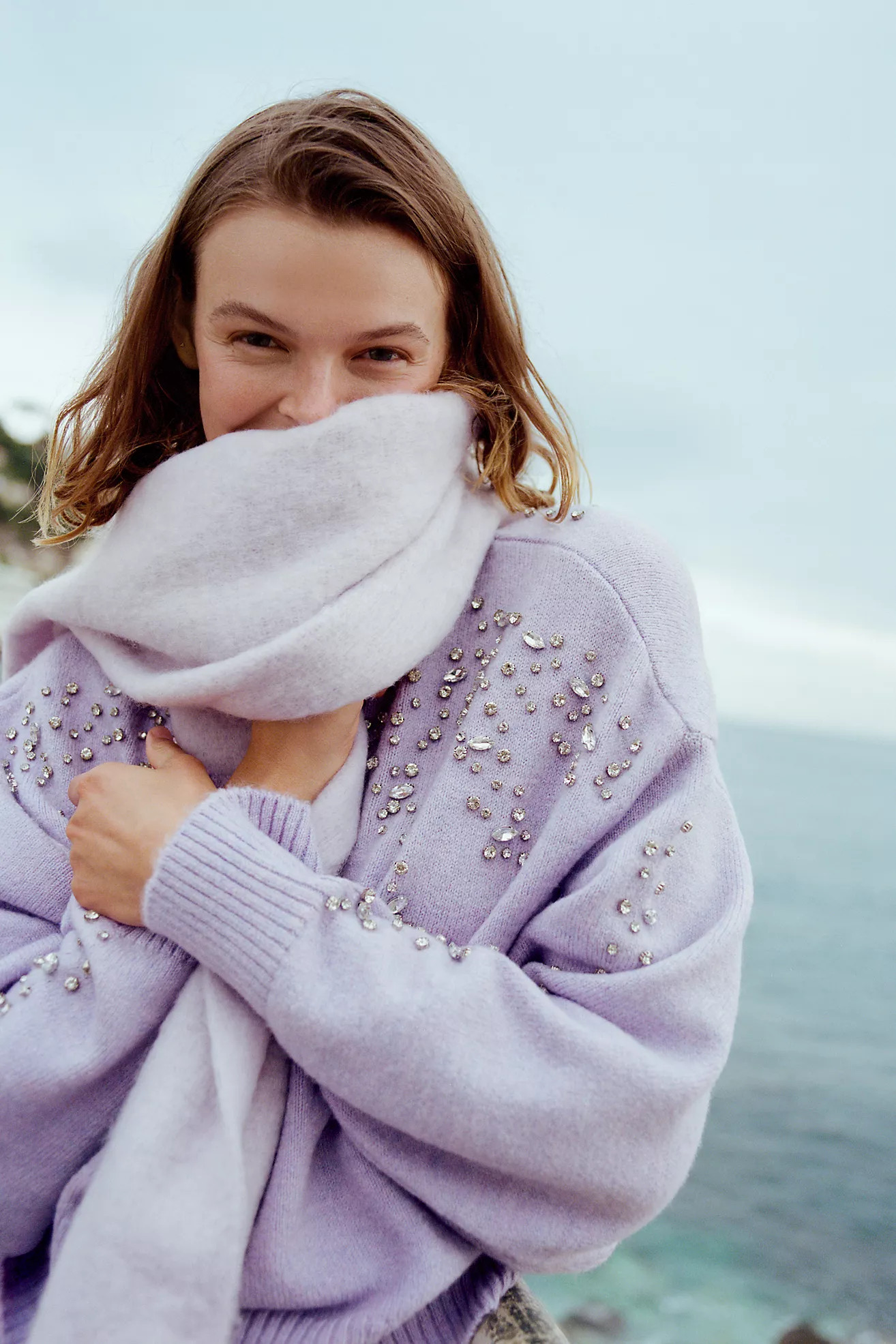 Pilcro Mock-Neck Embellished Sweater | Anthropologie (US)