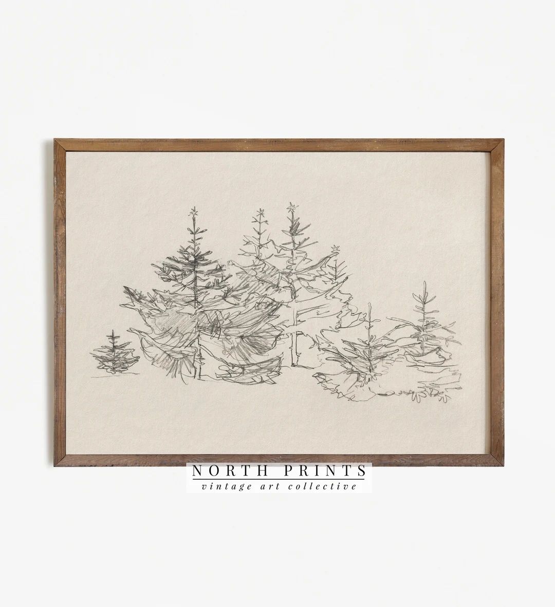 Minimalist Christmas Tree Wall Art Sketch | Neutral Holiday Decor | Rustic Print | PRINTABLE Digi... | Etsy (US)