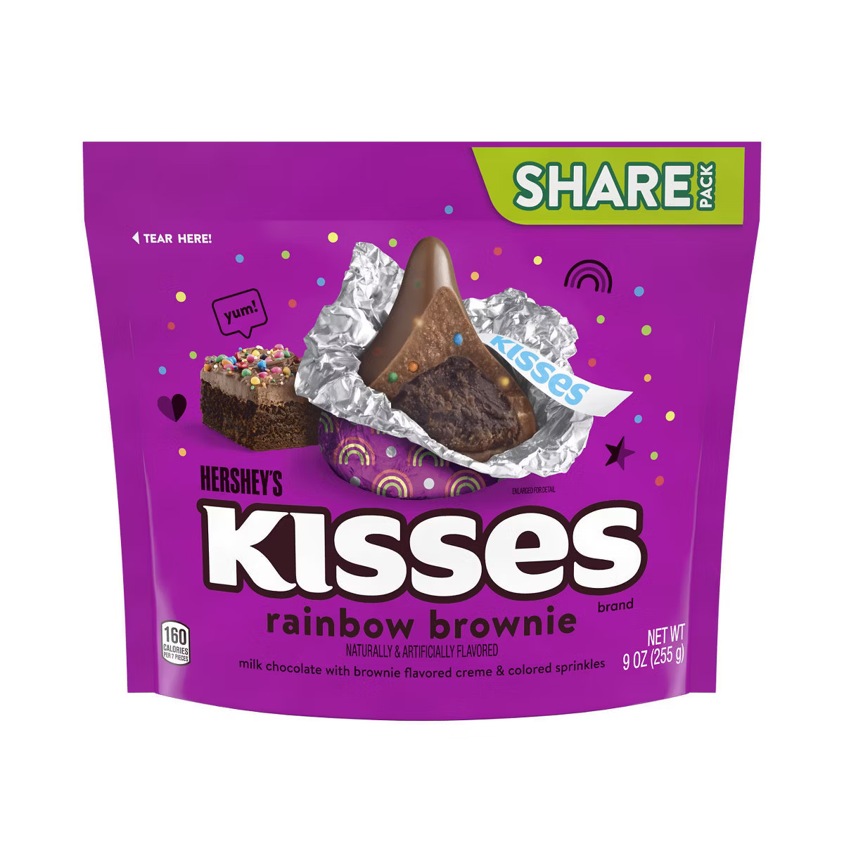 Hershey's Kisses Rainbow Brownie Flavored Share Bag Candy - 9oz | Target