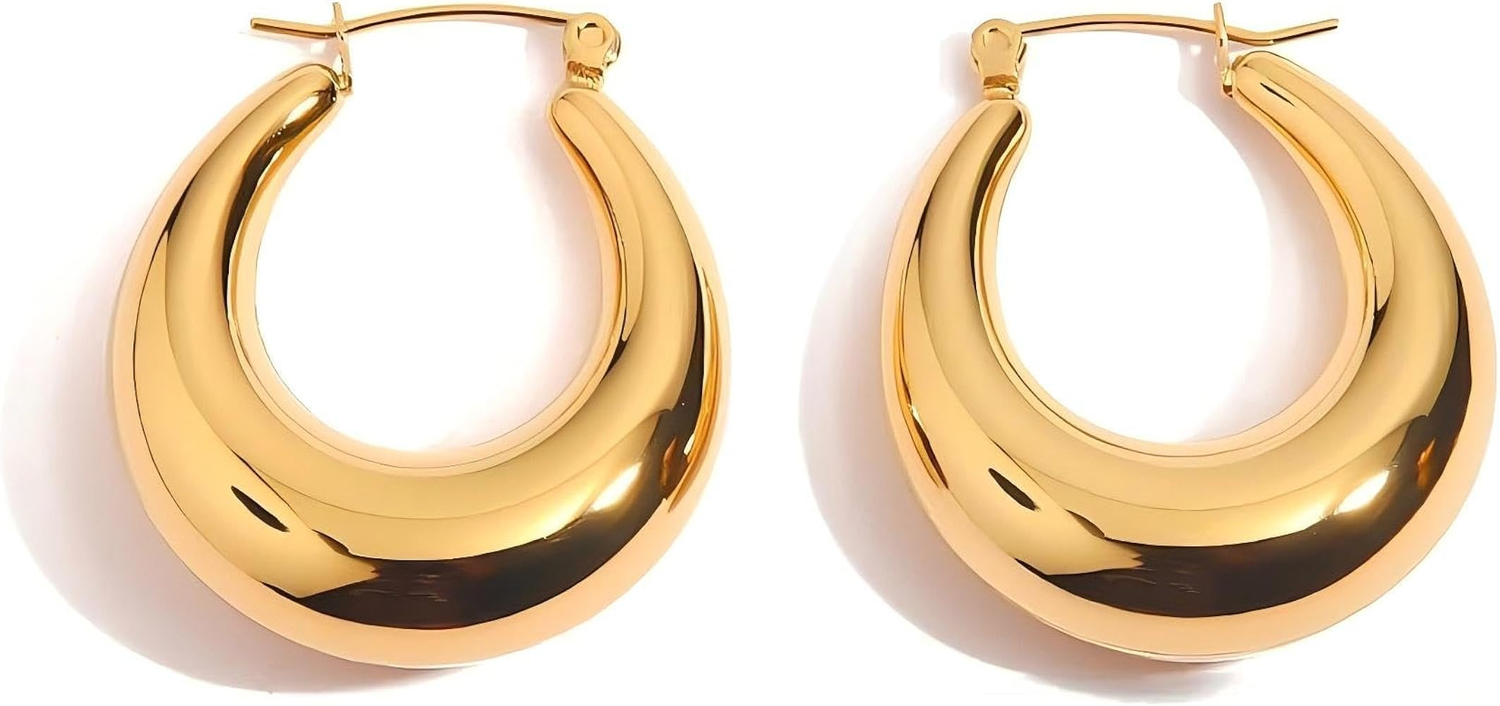 18K Gold Plated, Color Cold Enamel Elegant Hoops Earrings | Hypoallergenic Vibrant Lightweight Ho... | Amazon (US)