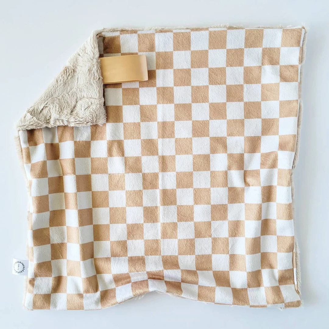 Tan Check Lovey, Minky Lovey, Faux Fur Lovey, Beige Lovey, Mocha Lovey, Check Lovey, Boy Lovey, N... | Etsy (US)