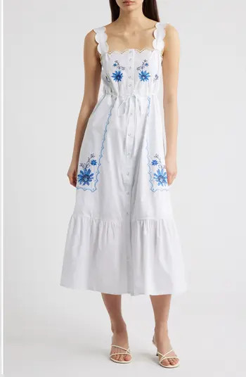Floral Embroidery Detail Cotton Dress | Nordstrom