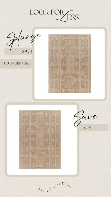 Look for Less #499 | Lulu & Georgia Yamina Indoor / Outdoor Rug #lookforless



Good morning, @everyone! Today's find is nearly identical (same print) to the L&G rug. Both rugs are 9x12 size, with other size options available!



Splurge vs save, get the look, affordable finds 

#LTKsalealert #LTKhome