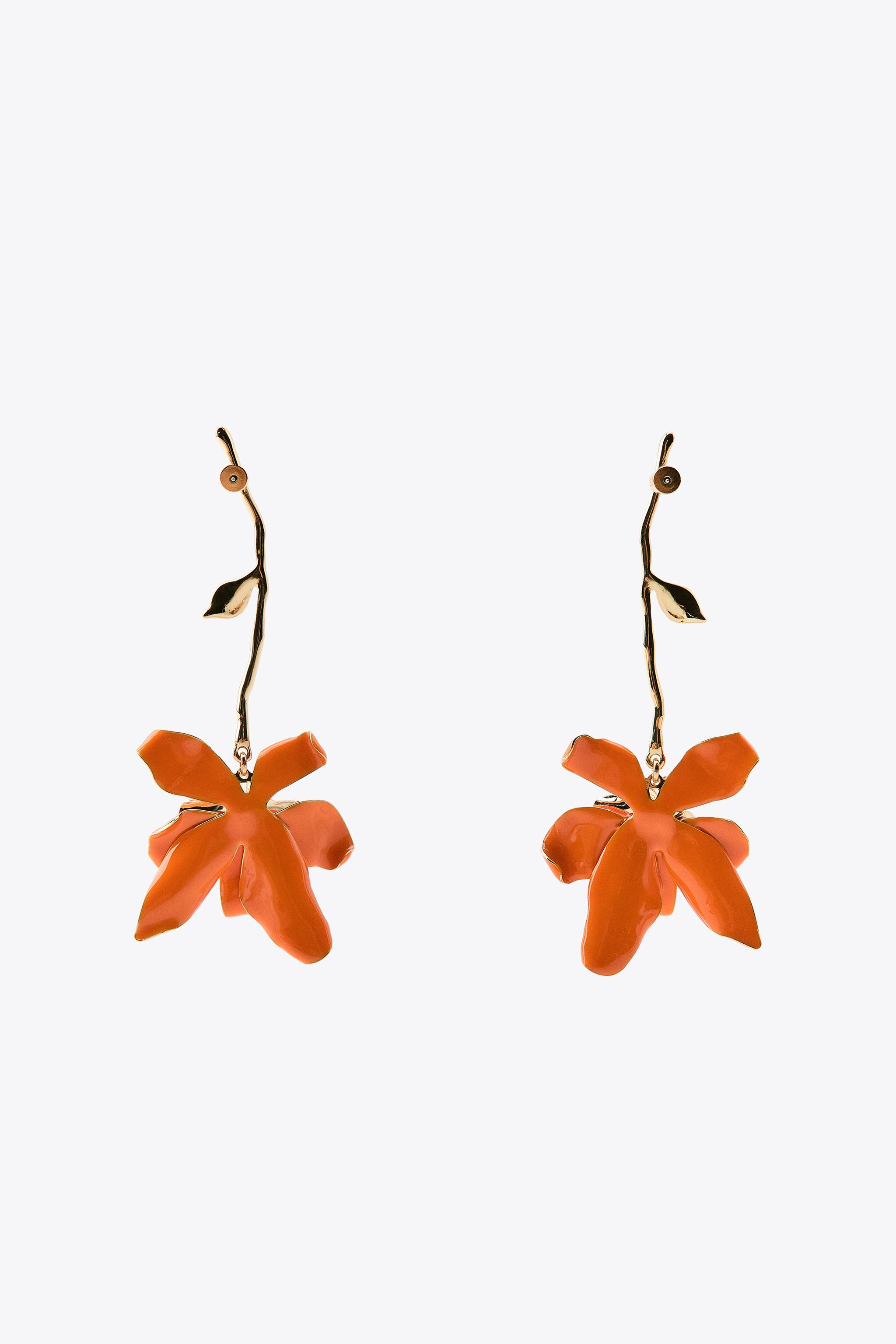 FLOWER STEM EARRINGS | Zara US