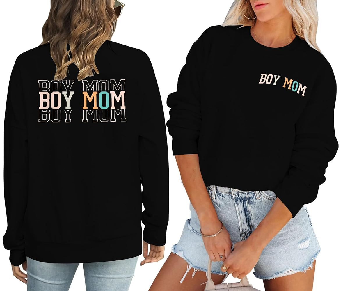 SFHFY Womens Mom Sweatshirts: Mama Crewneck Sweatshirt Casual Mom Life Pullover Mama Mode Long Sl... | Amazon (US)