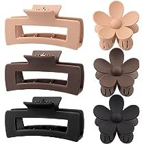 Amazon.com : 6 Pack 4.1 Inche Large Rectangle Hair Claw Clips Matte Flower Hair Clips, for Women Thi | Amazon (US)
