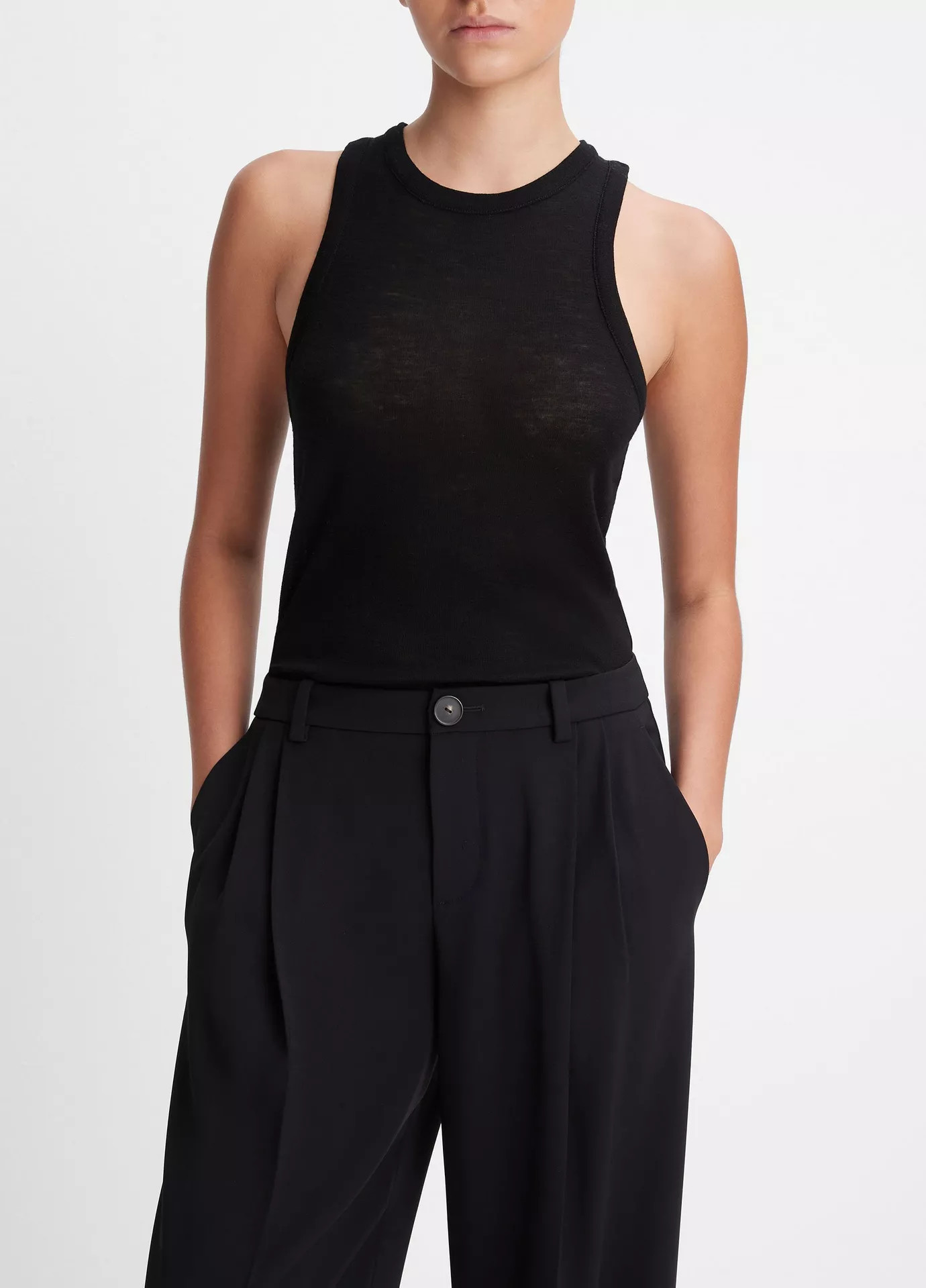Drop-Waist Pleated Crepe Trouser | Vince LLC