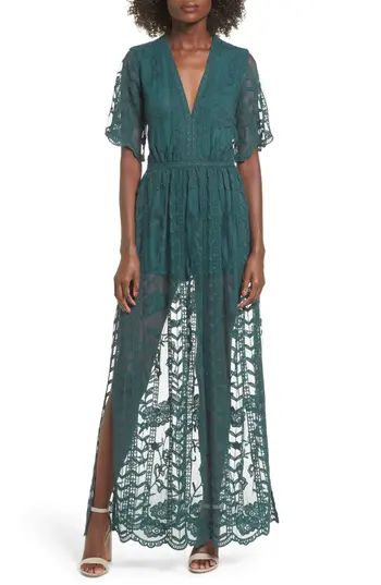Women's Socialite Lace Overlay Romper, Size X-Small - Blue/green | Nordstrom
