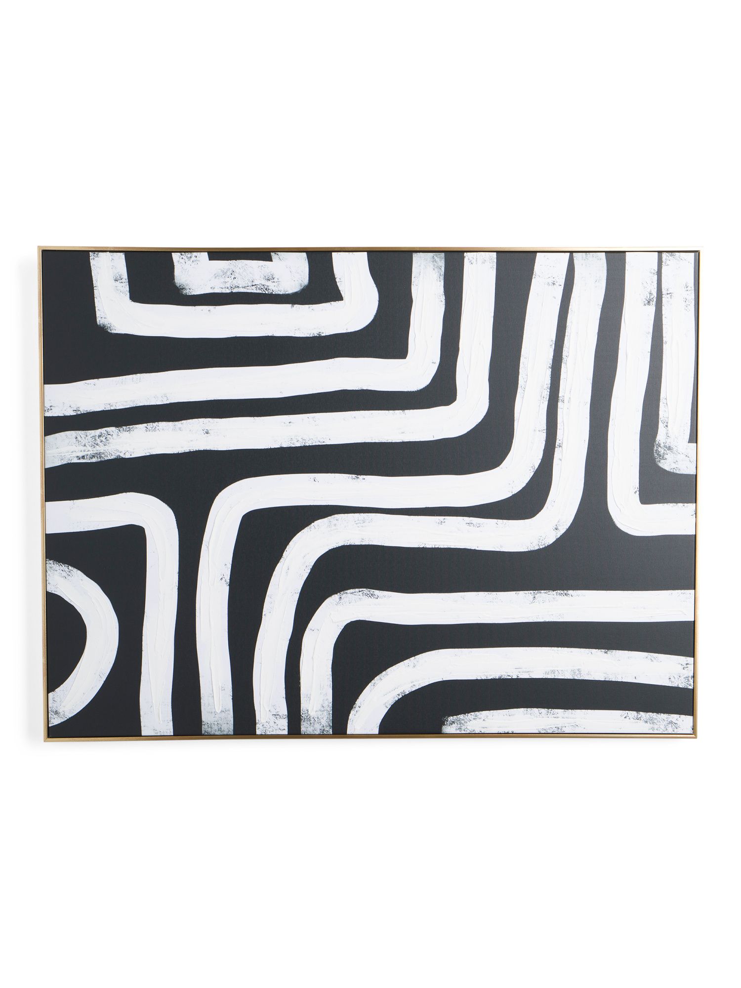 30x40 White Maze Abstract Wall Art In Gold Tone Frame | TJ Maxx
