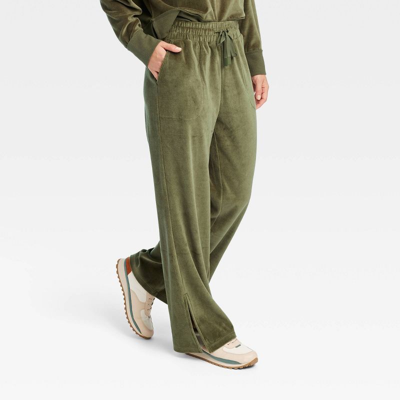 Women's Mid-Rise Velour Wide Leg Pants - JoyLab™ | Target