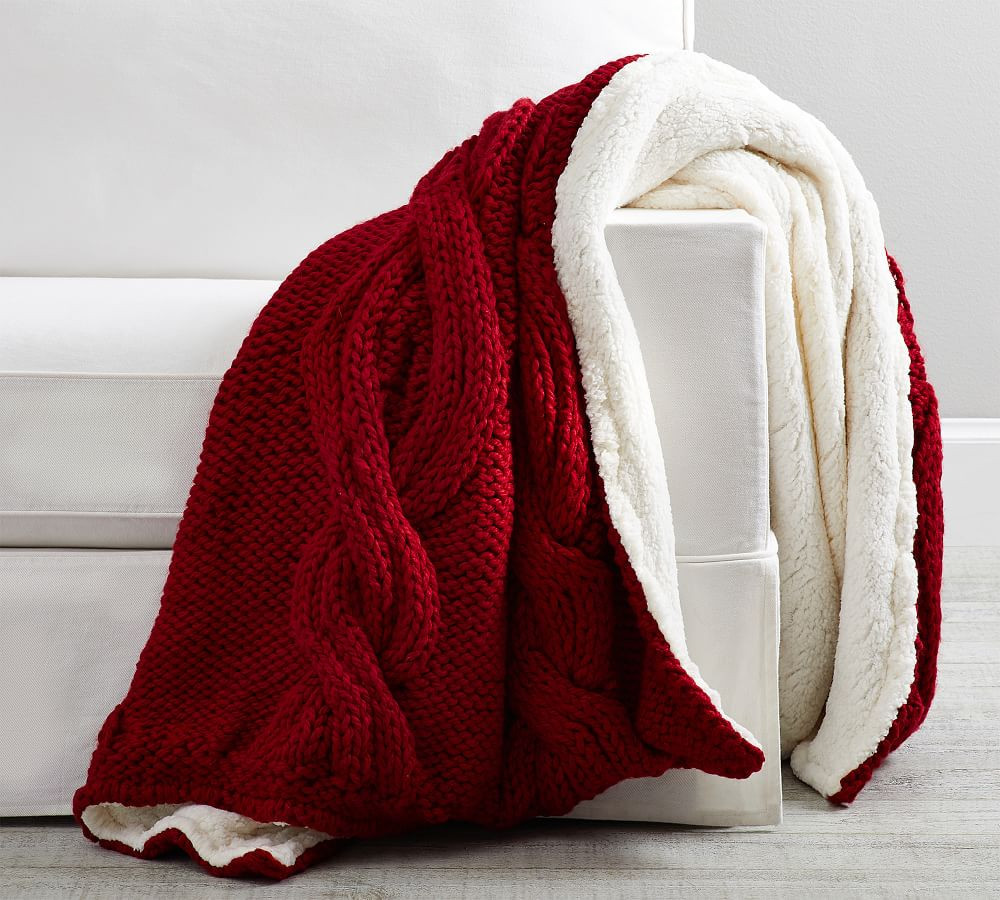 Alpine Handknit Cable Sherpa Back Throw | Pottery Barn (US)