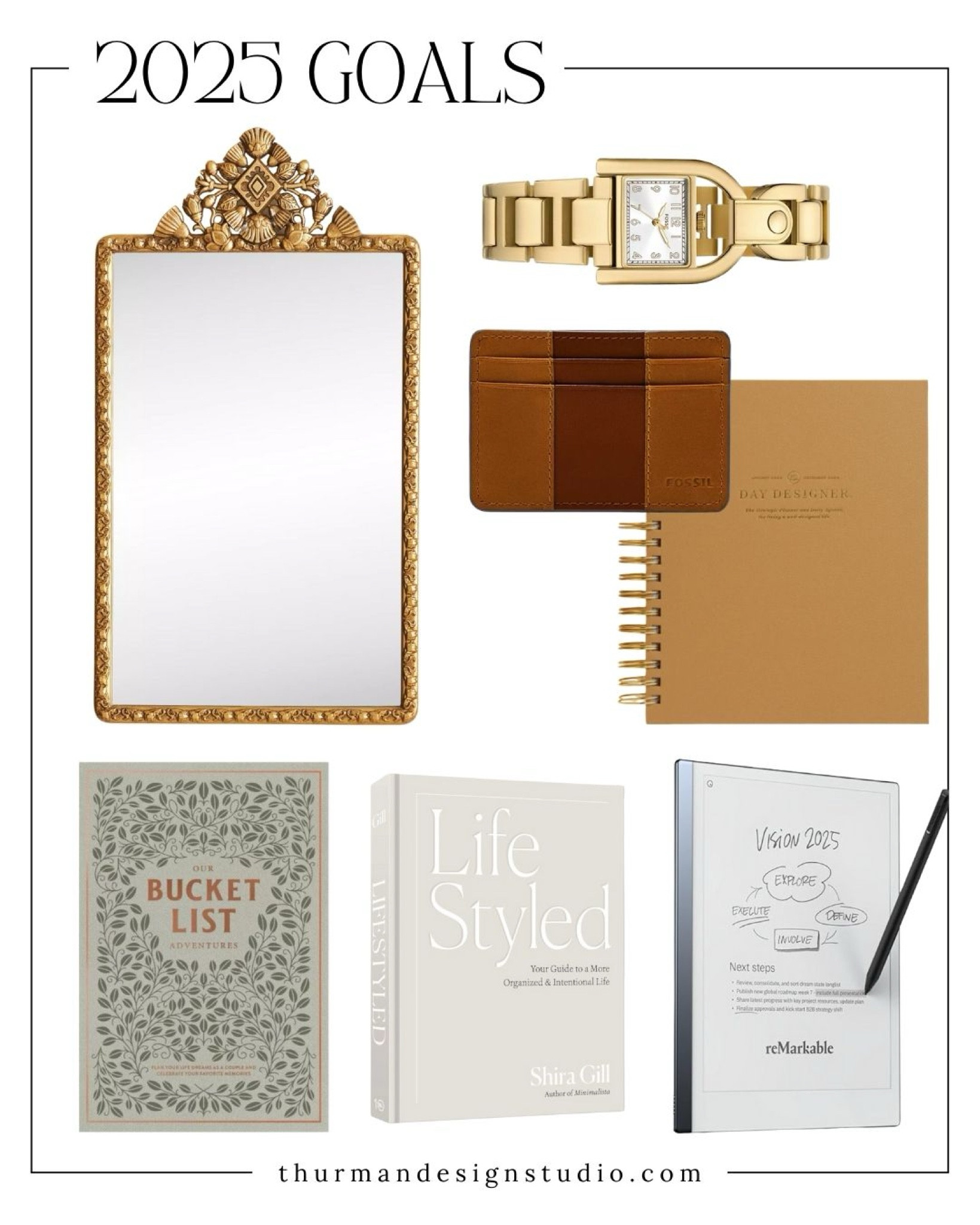 ✨ Ready to Crush Your 2025 Goals? ✨
 
A fresh year means a fresh start, and we’ve rounded up must-have items to keep you motivated and organized:
📓 Journals & Planners: Stay on top of your schedule and track progress with beautifully designed planners.
🎯 Bucket List Books: Dream big and plan your adventures with curated bucket list guides.
🖊️ Goal-Setting Tools: From habit trackers to affirmation cards, these tools are perfect for staying inspired all year.
🏠 Home Organization Essentials: Declutter your space to clear your mind and focus on what matters most.
 
Start the year strong with items that bring your goals to life! 

#LTKGiftGuide #LTKSeasonal #LTKHome