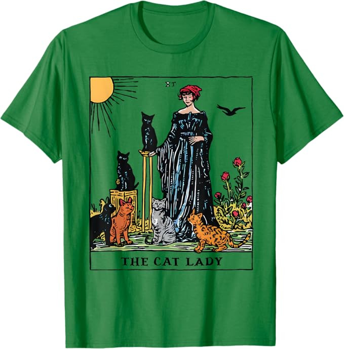 The Cat Lady Tarot Card Vintage Gothic Women Cat Mom T-Shirt | Amazon (US)