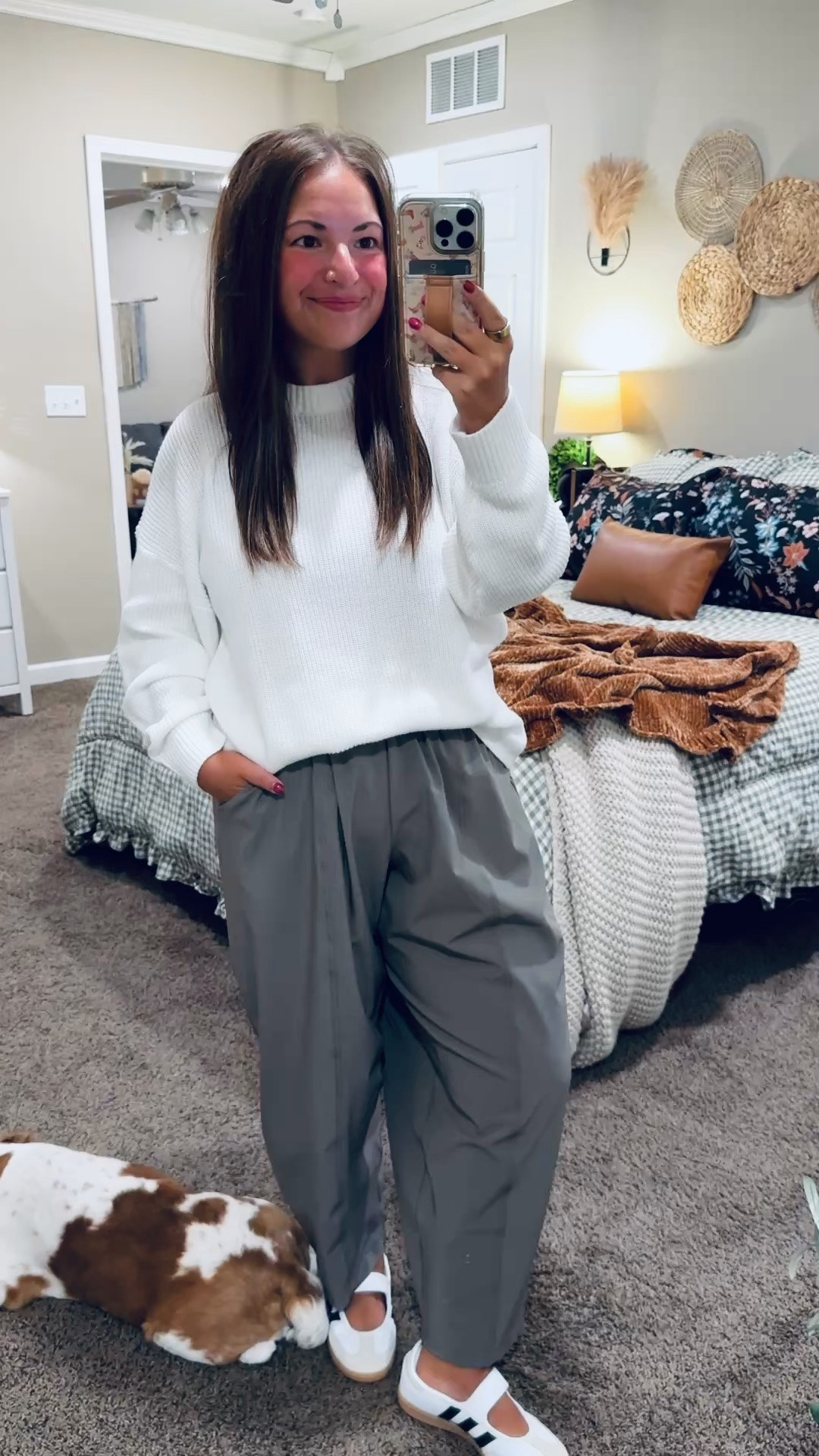 Comfy classroom outfit inspo! 🤍 Loving this white sweater paired with relaxed gray pants & Mary Jane sneakers. A simple fall look!

sneakers: fit true to size // wearing a kids 3.5 (linking adult size as well)
pants: fit oversized // wearing a short large
sweater: fits true to size // wearing a large

#LTKootd #LTKMidsize #LTKWorkwear