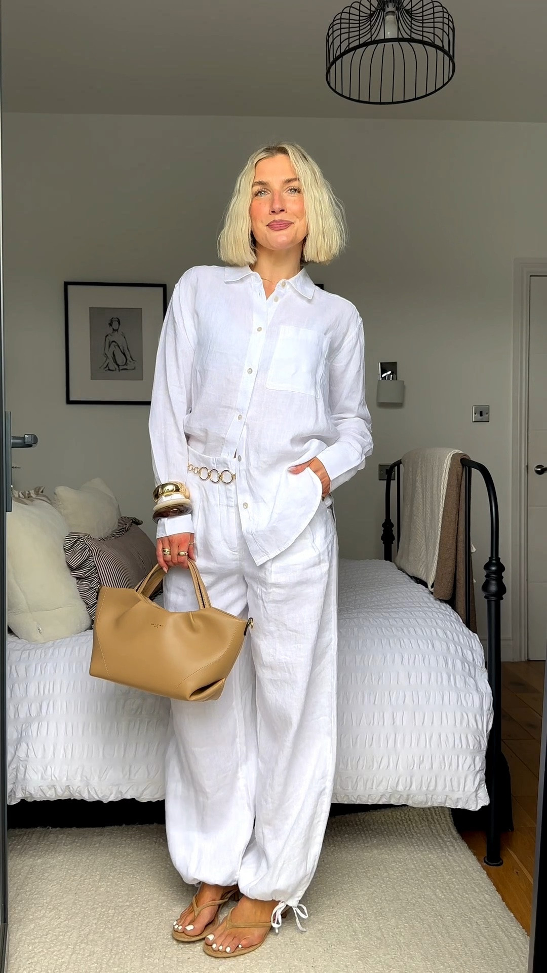 White linen trousers
White linen shirt 
Holiday outfits
Summer outfits
Chic summer outfit
Gold chain belt 
Chunky bangles

#LTKootd #LTKgrwm #LTKSeasonal
