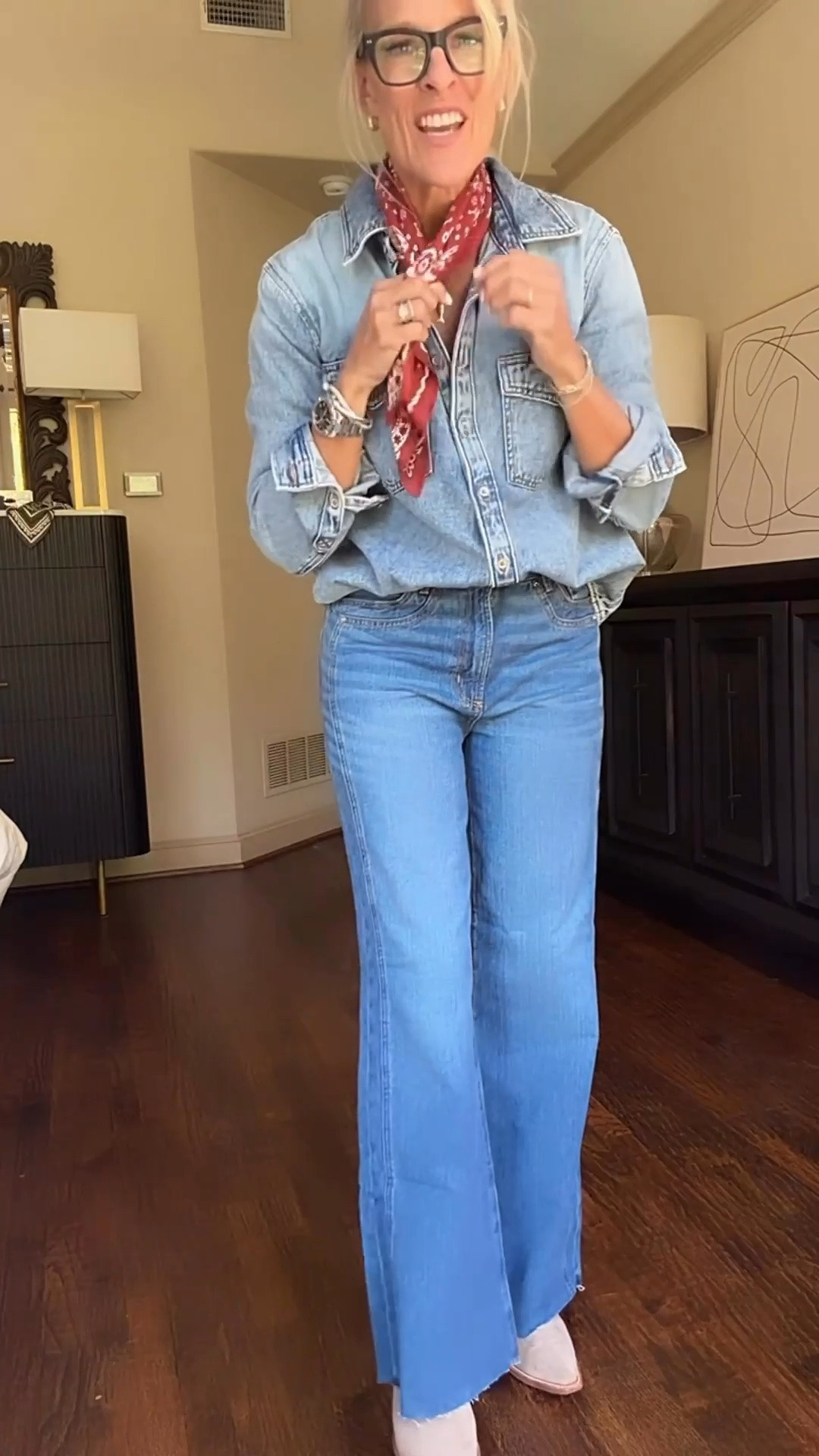 My favorite way to style these comfortable cowboy boots is with an easy denim-on-denim look! I paired a classic chambray shirt with relaxed jeans for an outfit that feels timeless, comfortable, and put together. The light-colored boots add a fun finishing touch without feeling too western.

💡 LTK MADE EASY
❤️ Heart = Support my posts!
🔖 Save = Get sale & restock alerts
📋 Lists = Keep favorites organized
📲 Share = Send lists and products to a friend. Hello, Christmas List!
💬 Comment = Ask me anything about what I’m wearing.:-)

#LTKootd #LTKgrwm #LTKOver40