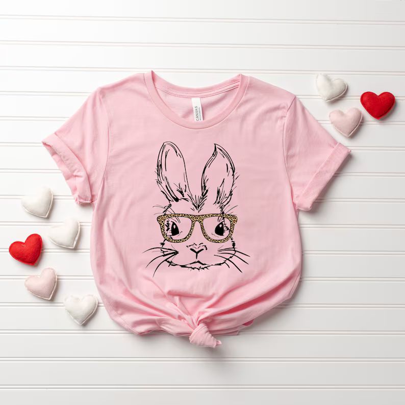 Easter Bunny With Glasses Shirt, Bunny With Glasses Shirt, Kids Easter Shirt, Cute Easter Shirt, ... | Etsy (US)